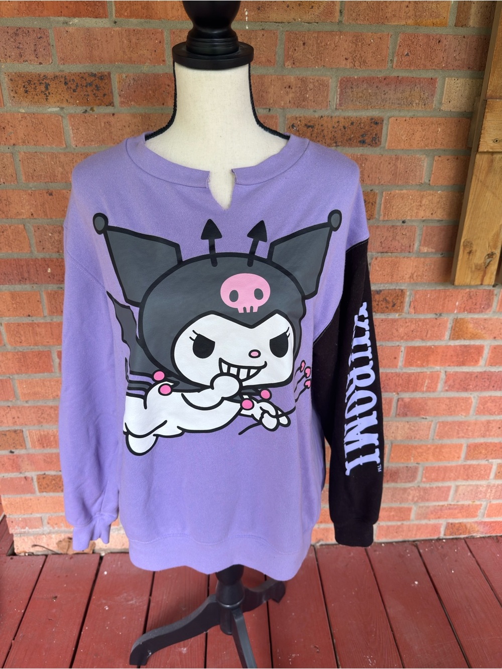 Womens Lavender and Black Character Sweatshirt - Kuromi Style